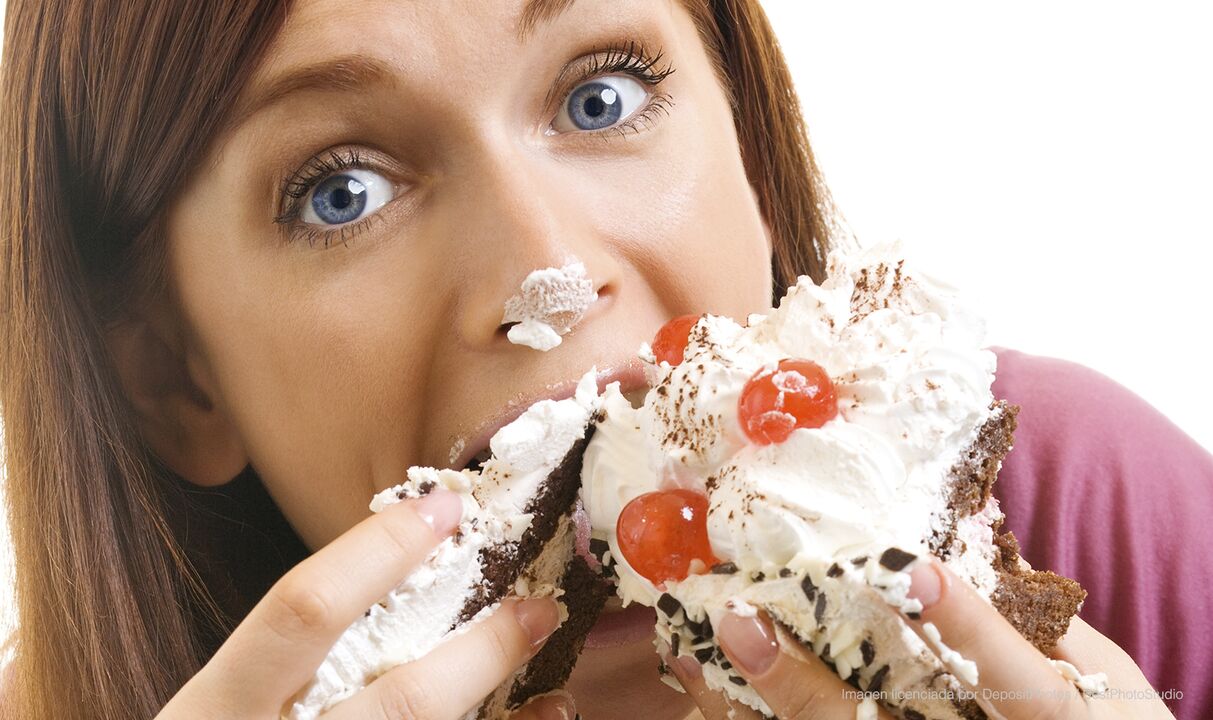 The girl eats the cake and is better able to lose weight
